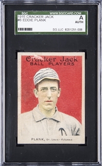 1915 Cracker Jack #6 Eddie Plank – SGC Authentic